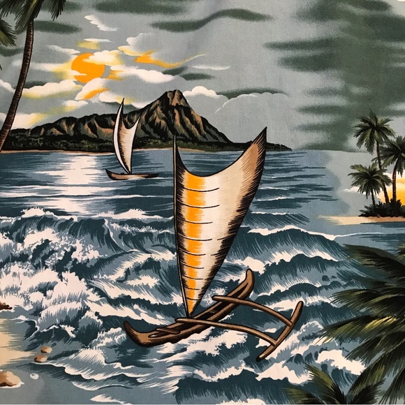 Pacific Legend Mens Hawaiian Shirt XL Extra Large Made In Hawaii Blue Cotton - Picture 8 of 12